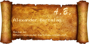 Alexander Bertalan névjegykártya